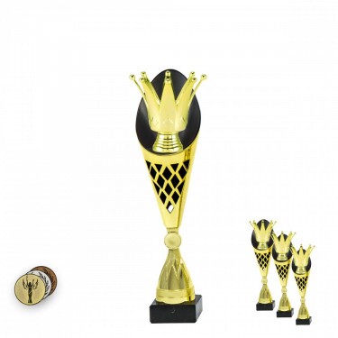 Koruna na čierno-zlatej trofeji